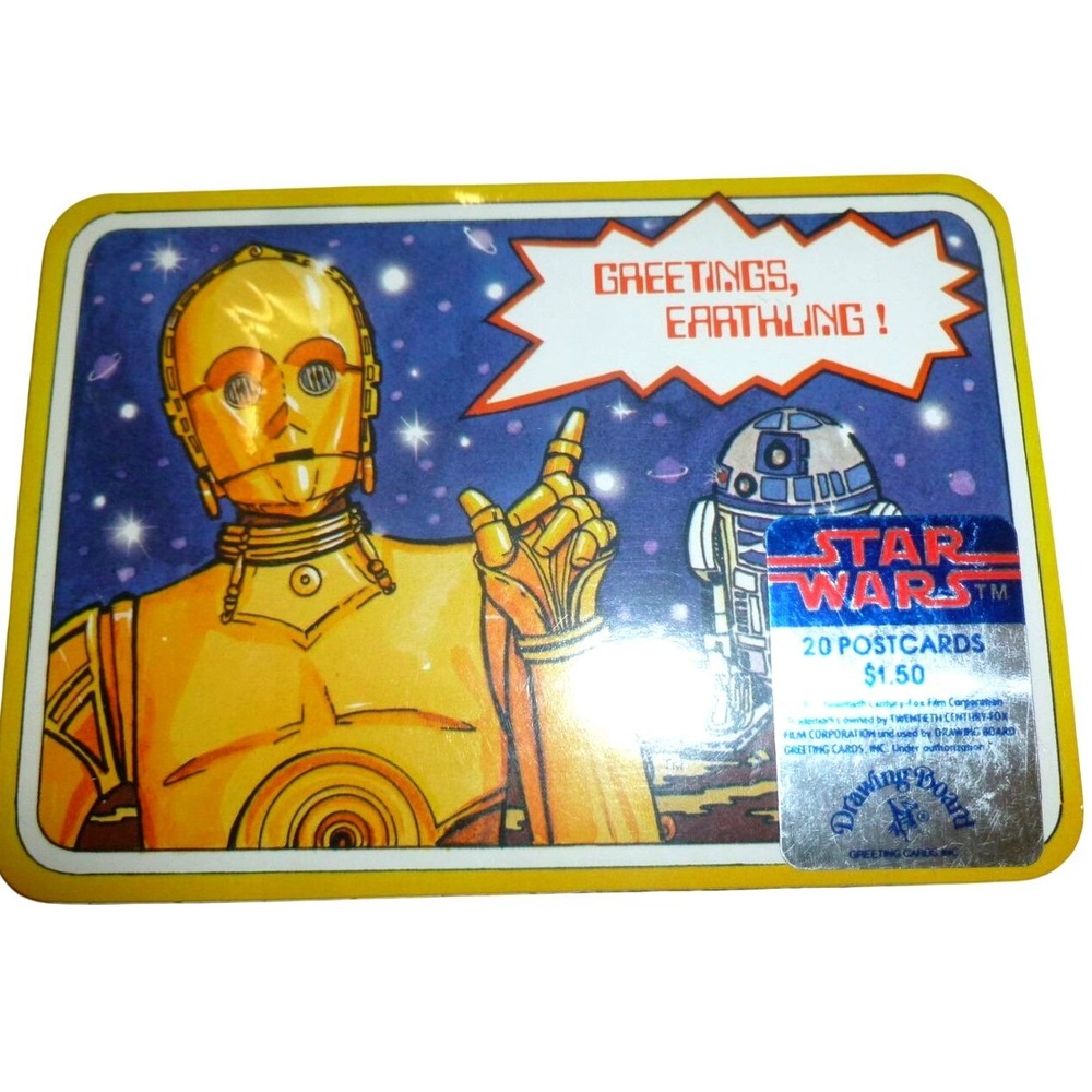 VINTAGE 1977 Star Wars Postcards SEALED Pack of 20 Drawing Board C-3PO R2-D2